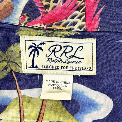 RRL Rayon Tropical Print Hawaiian Camp Shirt Gray Size XS