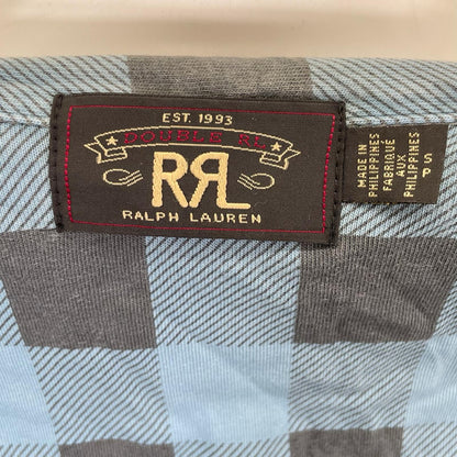 RRL Cotton Buffalo Check Jersey Work Shirt Blue/Gray Size S