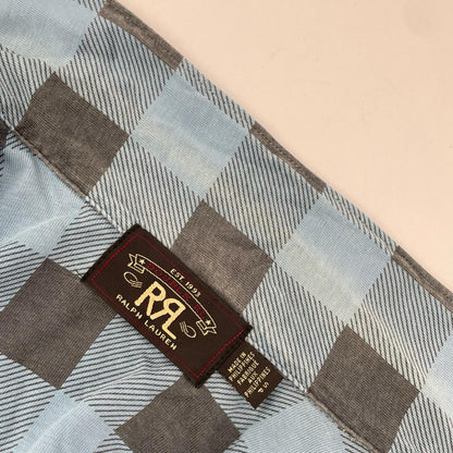 RRL Cotton Buffalo Check Jersey Work Shirt Blue/Gray Size S