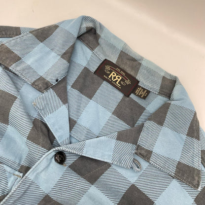 RRL Cotton Buffalo Check Jersey Work Shirt Blue/Gray Size S