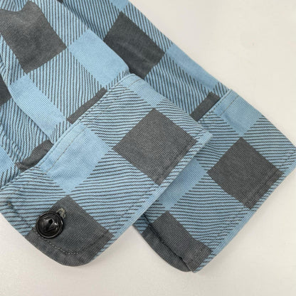 RRL Cotton Buffalo Check Jersey Work Shirt Blue/Gray Size S