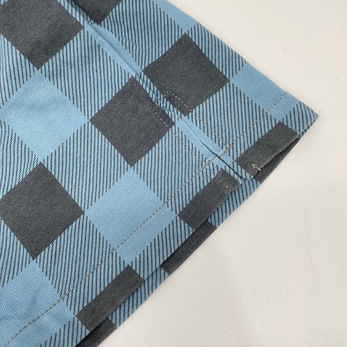 RRL Cotton Buffalo Check Jersey Work Shirt Blue/Gray Size S