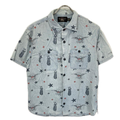 RRL Star & Eagle Used Short Sleeve Shirt Blue Size S