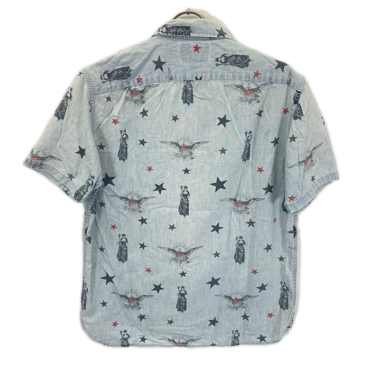 RRL Star & Eagle Used Short Sleeve Shirt Blue Size S