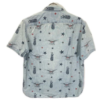 RRL Star & Eagle Used Short Sleeve Shirt Blue Size S