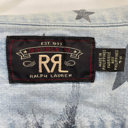 RRL Star & Eagle Used Short Sleeve Shirt Blue Size S