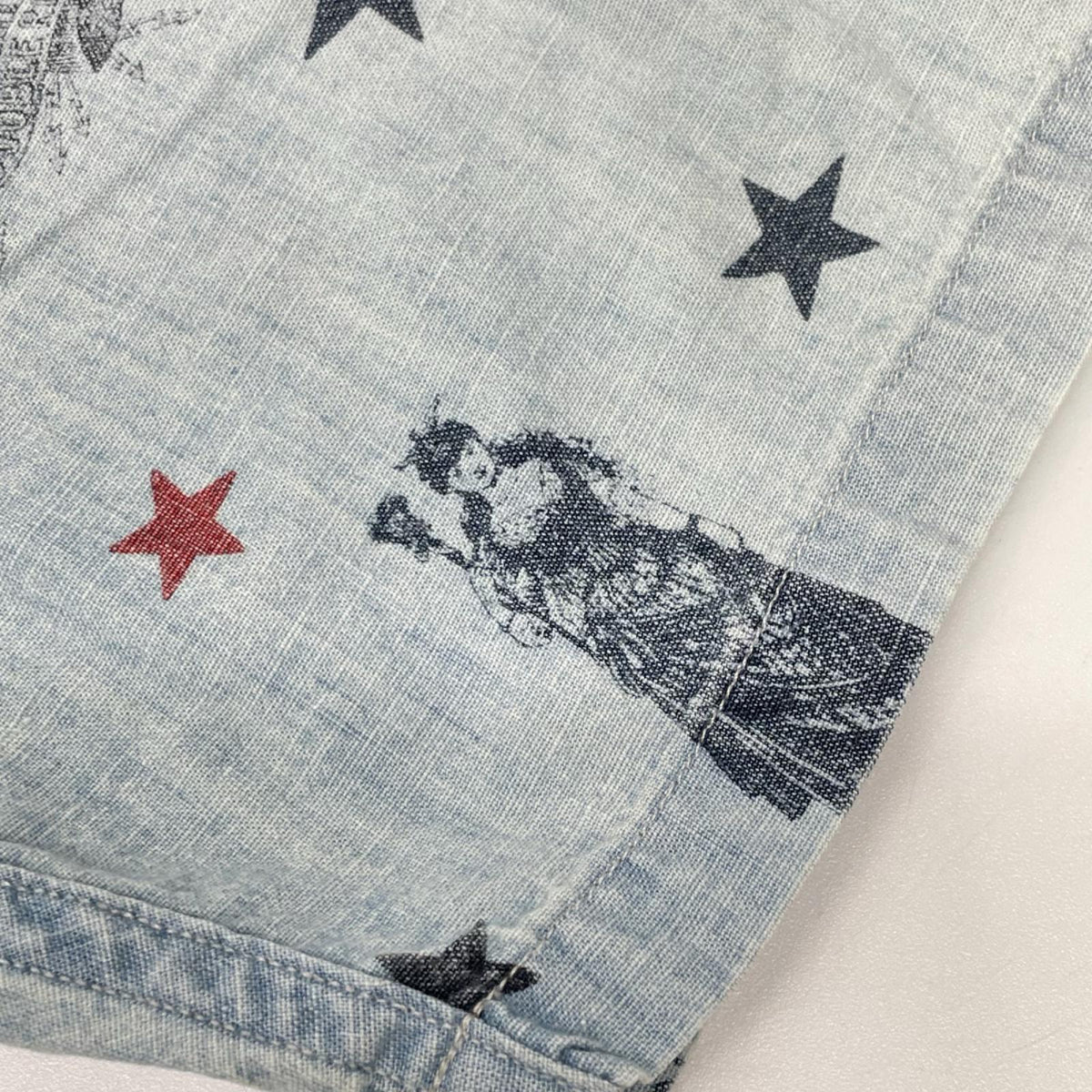 RRL Star & Eagle Used Short Sleeve Shirt Blue Size S
