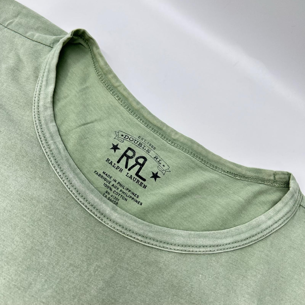 RRL Garment Dye Roadrunner Cotton T-Shirt Green Size S