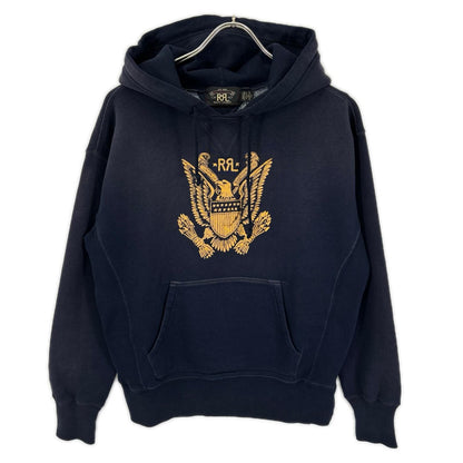 RRL Navy Used Graphic Eagle Crest Hoodie Size S