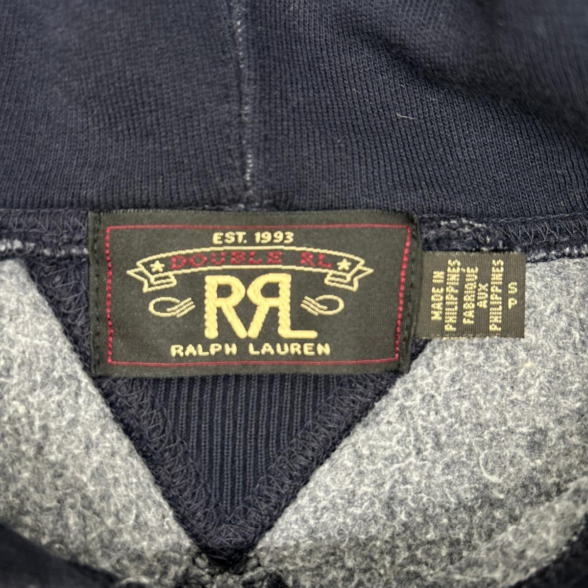 RRL Navy Used Graphic Eagle Crest Hoodie Size S