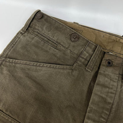 RRL Olive Piece Dye Drawstring Cargo Pants Cotton Size 30×30