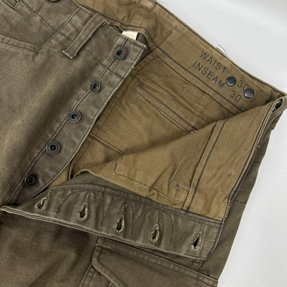 RRL Olive Piece Dye Drawstring Cargo Pants Cotton Size 30×30