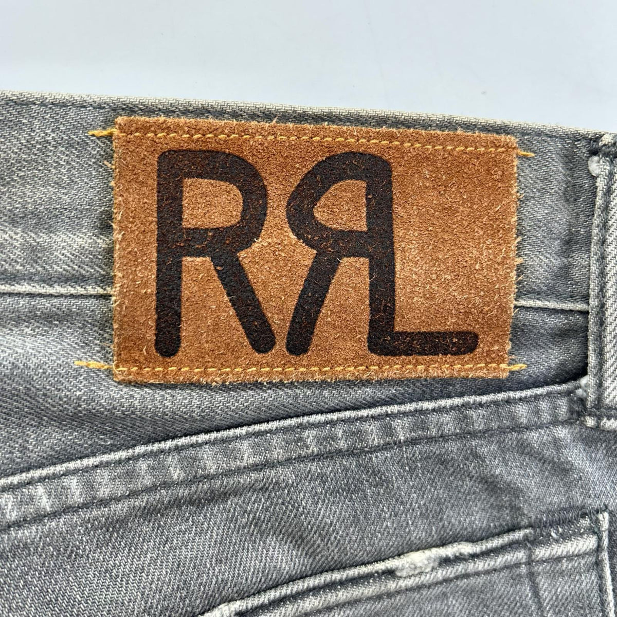 RRL Grey Cotton Logo Embroidered Slim Denim Jeans Size 30×32