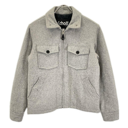 schott Gray Wool Quilted One Star Zip Jacket Size S