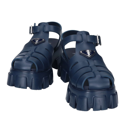 PRADA Navy Monolith Rubber Ghillie Sandals Size UK 6