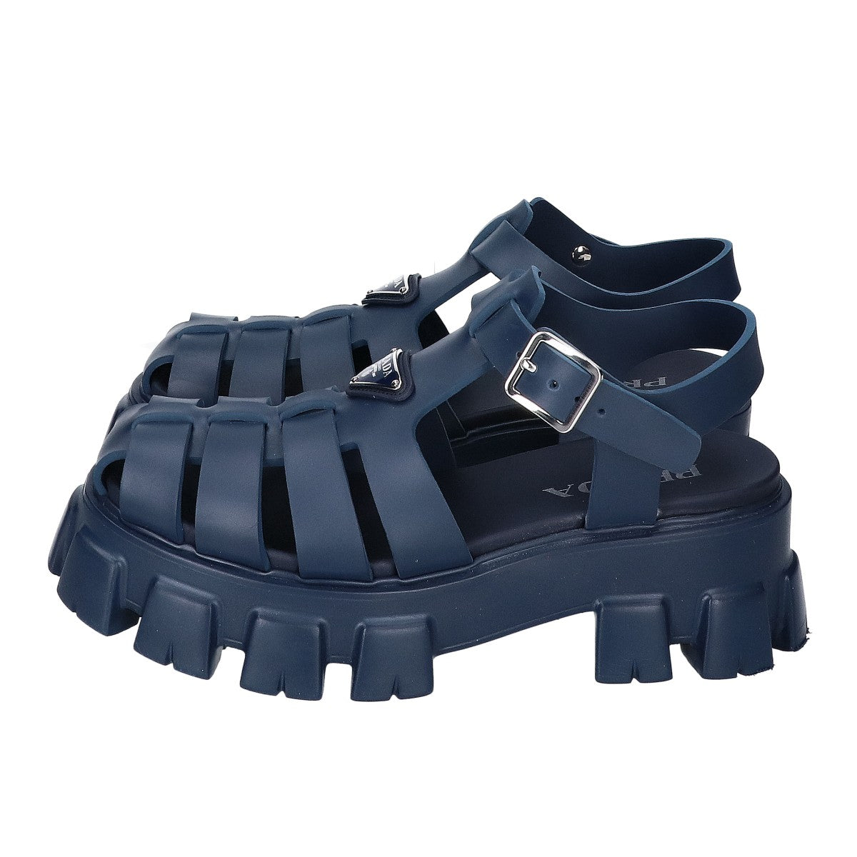 PRADA Navy Monolith Rubber Ghillie Sandals Size UK 6