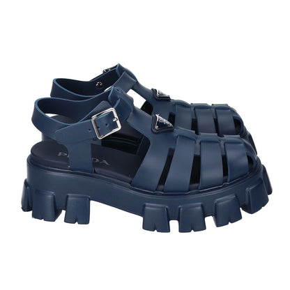 PRADA Navy Monolith Rubber Ghillie Sandals Size UK 6