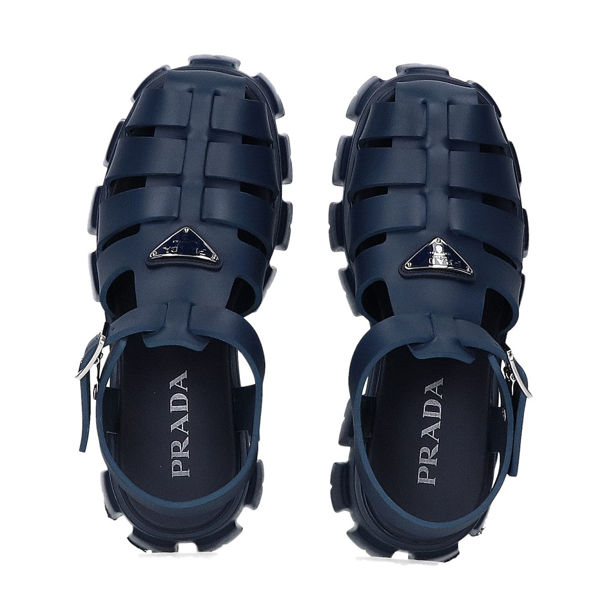 PRADA Navy Monolith Rubber Ghillie Sandals Size UK 6