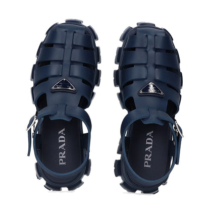 PRADA Navy Monolith Rubber Ghillie Sandals Size UK 6