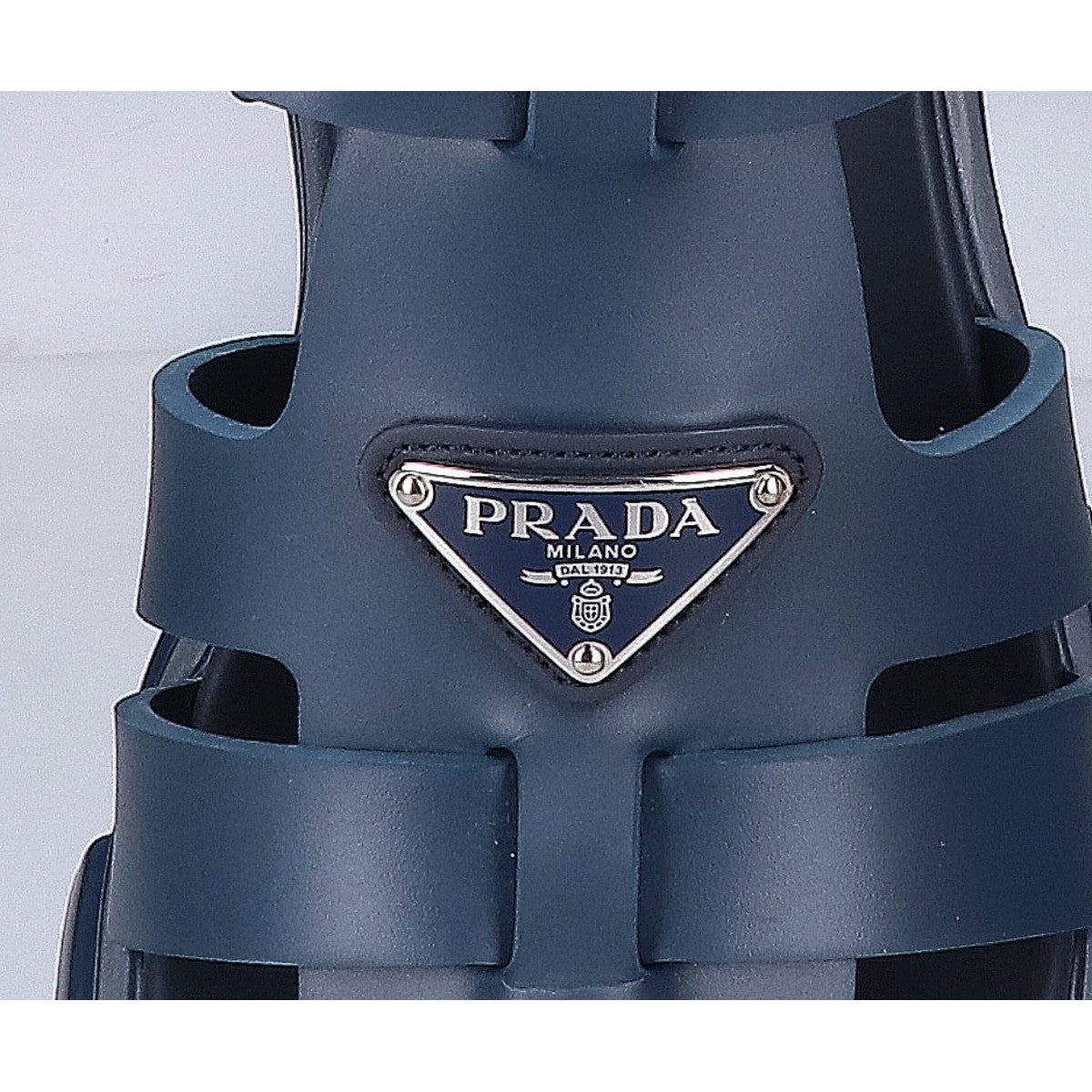 PRADA Navy Monolith Rubber Ghillie Sandals Size UK 6