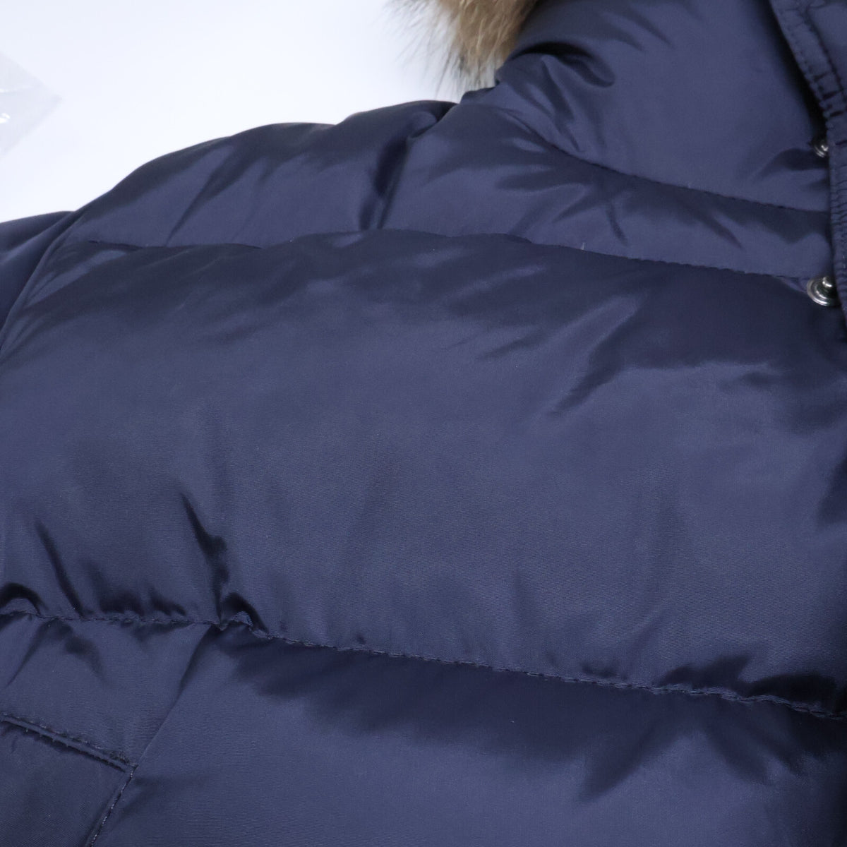 MONCLER SENEGA Coyote Fur Hooded Long Jacket Navy Size 1