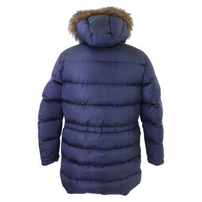 MONCLER SENEGA Coyote Fur Hooded Long Jacket Navy Size 1