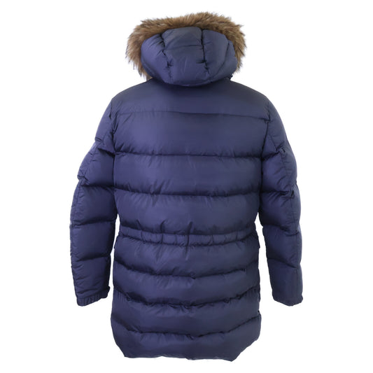MONCLER SENEGA Coyote Fur Hooded Long Jacket Navy Size 1