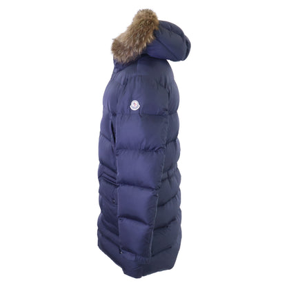 MONCLER SENEGA Coyote Fur Hooded Long Jacket Navy Size 1