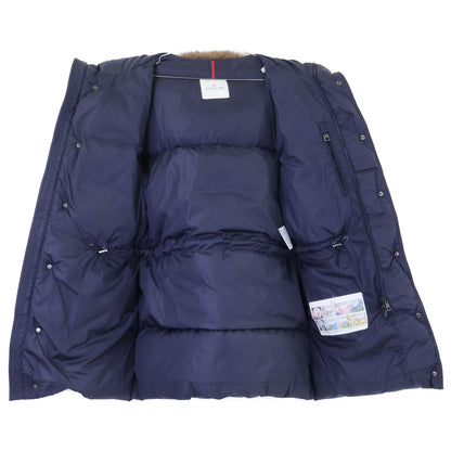 MONCLER SENEGA Coyote Fur Hooded Long Jacket Navy Size 1