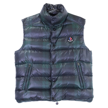 MONCLER CORBIER Check Down Vest Green Navy Size 1