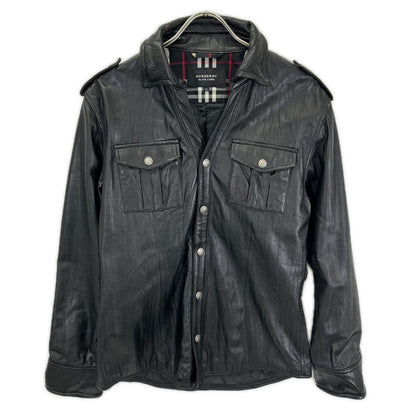 Burberry Black Label Lamb Leather Check Jacket Black Size M
