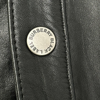 Burberry Black Label Lamb Leather Check Jacket Black Size M