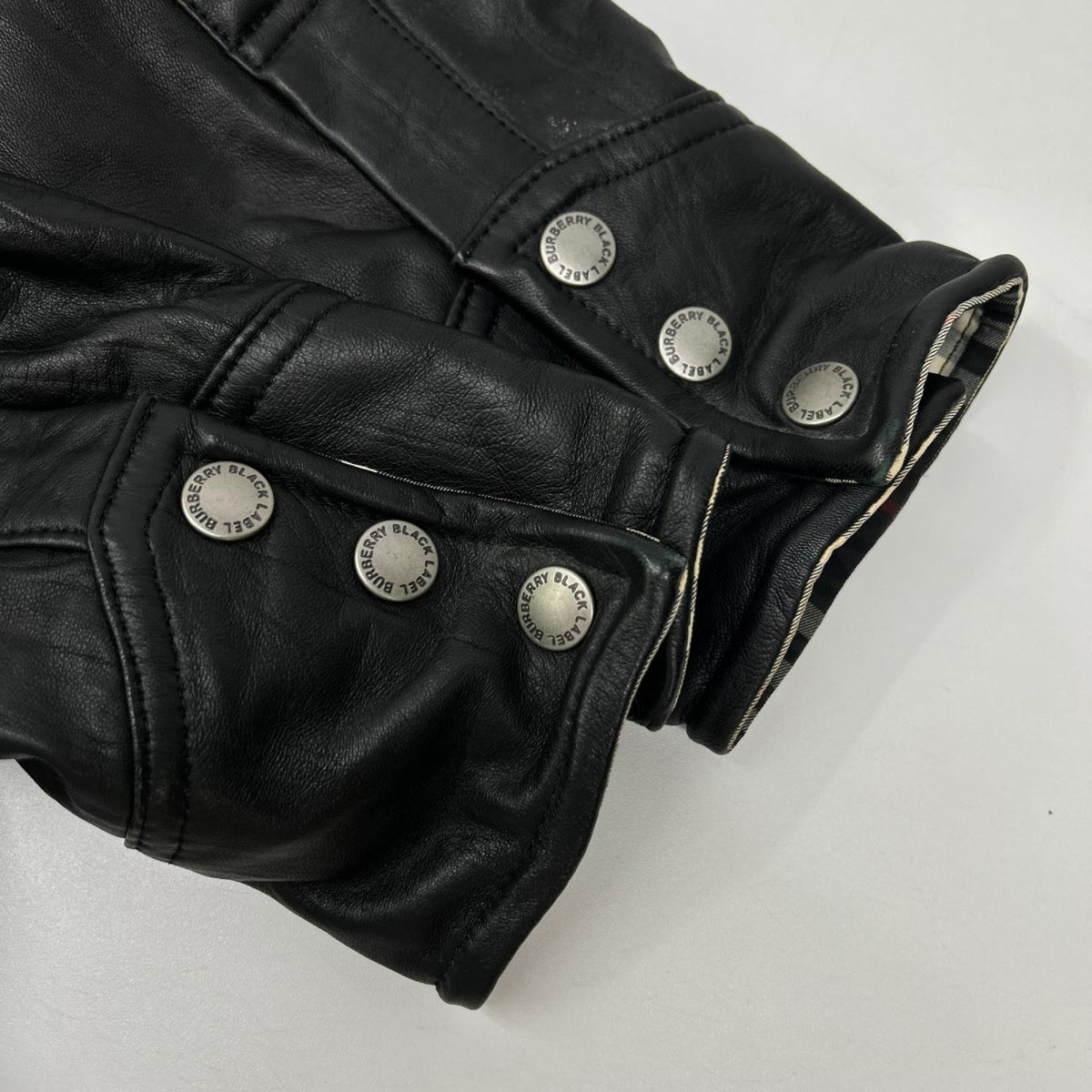 Burberry Black Label Lamb Leather Check Jacket Black Size M