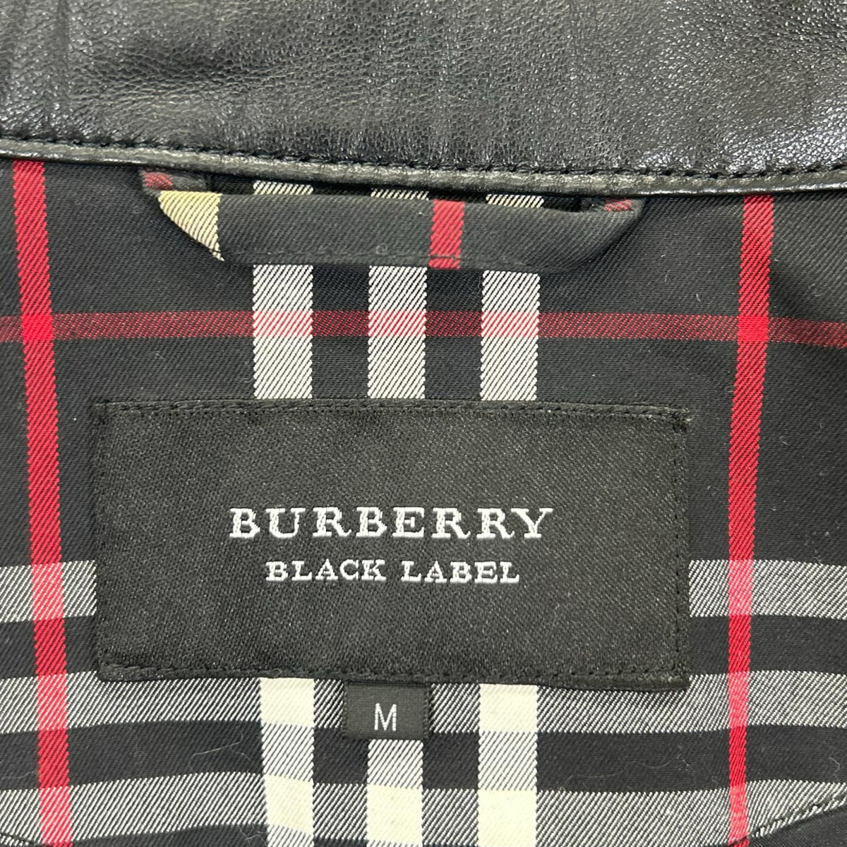 Burberry Black Label Lamb Leather Check Jacket Black Size M