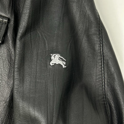 Burberry Black Label Lamb Leather Check Jacket Black Size M