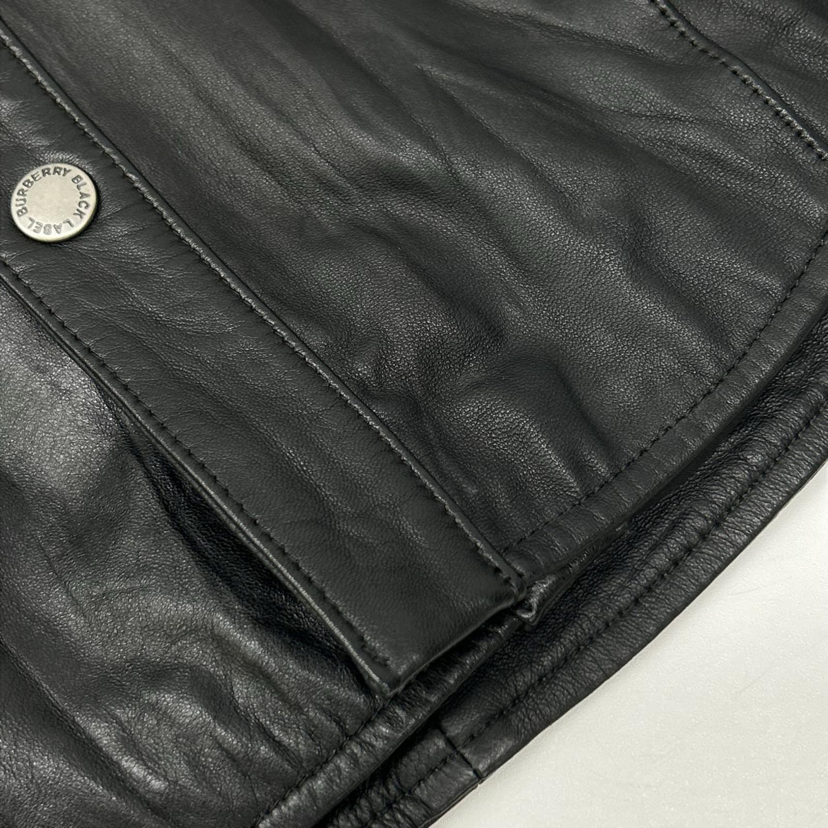Burberry Black Label Lamb Leather Check Jacket Black Size M