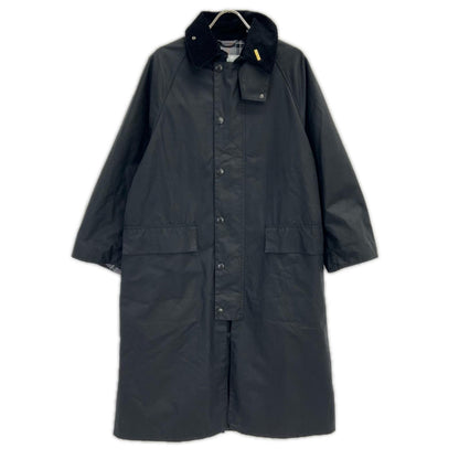 Barbour White Label Burghley Waxed Cotton Coat Black Size 34