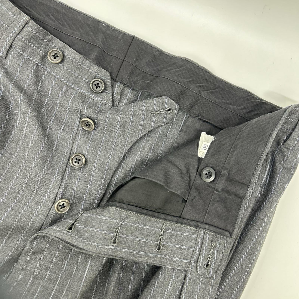 CASTANGIA Grey Stripe Wool 3B Blazer Suit Size 50/40