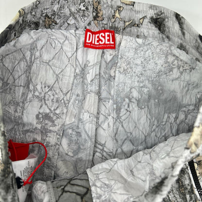 DIESEL Gray Graphic Print Nylon Shorts Size 44