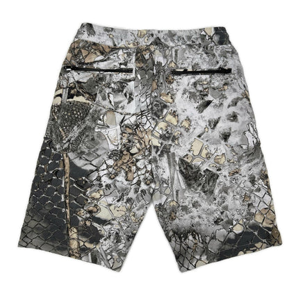 DIESEL Gray Graphic Print Nylon Shorts Size 44