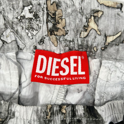 DIESEL Gray Graphic Print Nylon Shorts Size 44