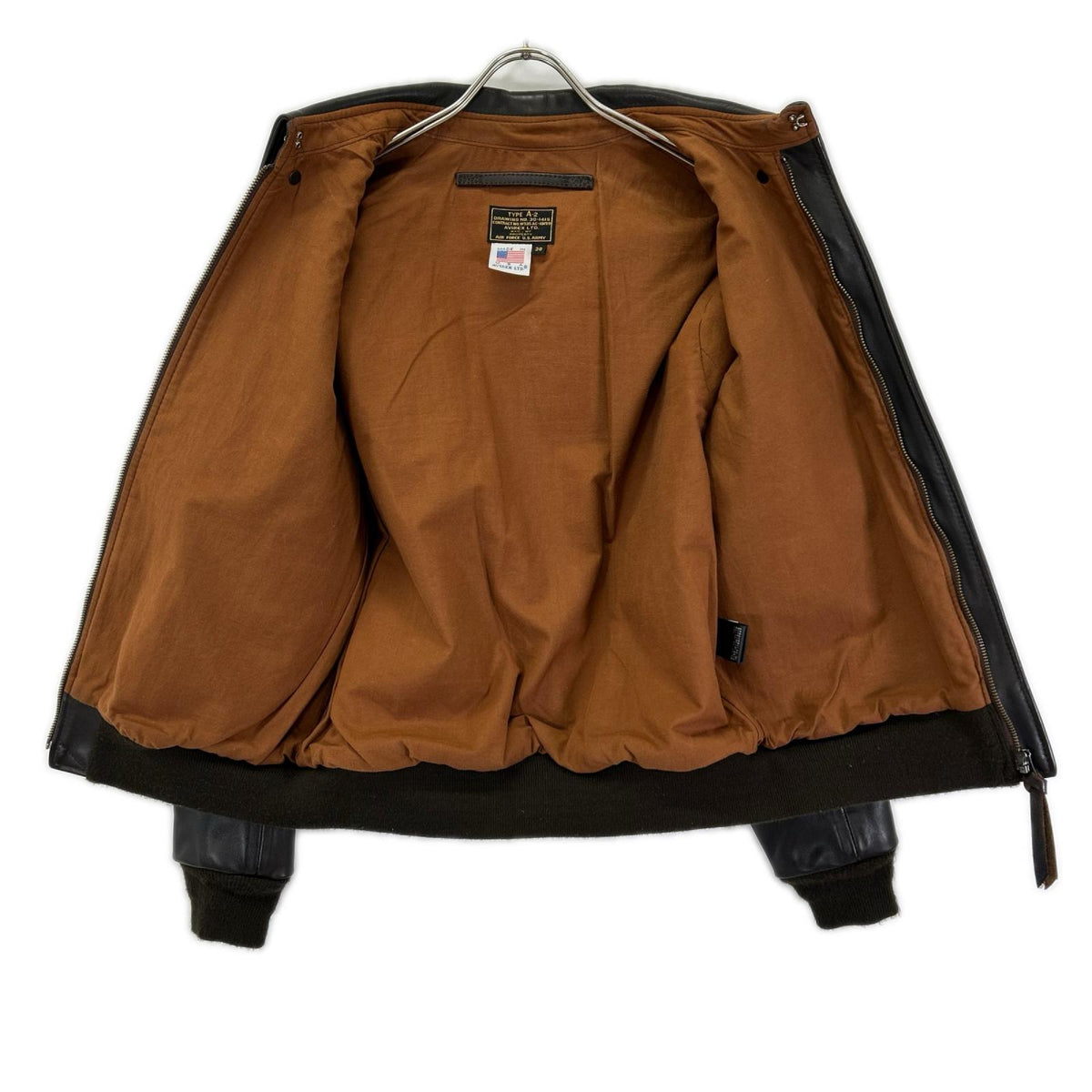 AVIREX A-2 Dark Brown Cowhide Leather Flight Jacket Size 38