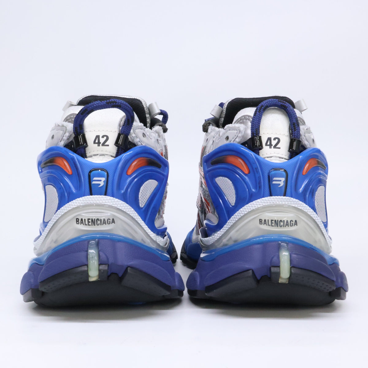 BALENCIAGA Runner Distressed Sneakers Silver Size 27.5cm