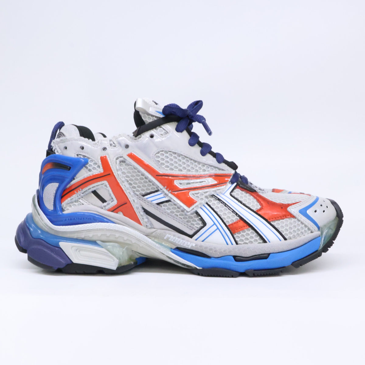 BALENCIAGA Runner Distressed Sneakers Silver Size 27.5cm