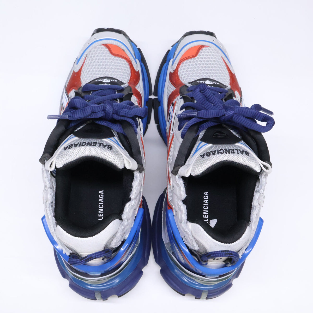 BALENCIAGA Runner Distressed Sneakers Silver Size 27.5cm