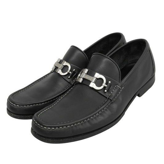 EEE x SalvatoreFerragamo Gancini Leather Loafers Black Size US 6