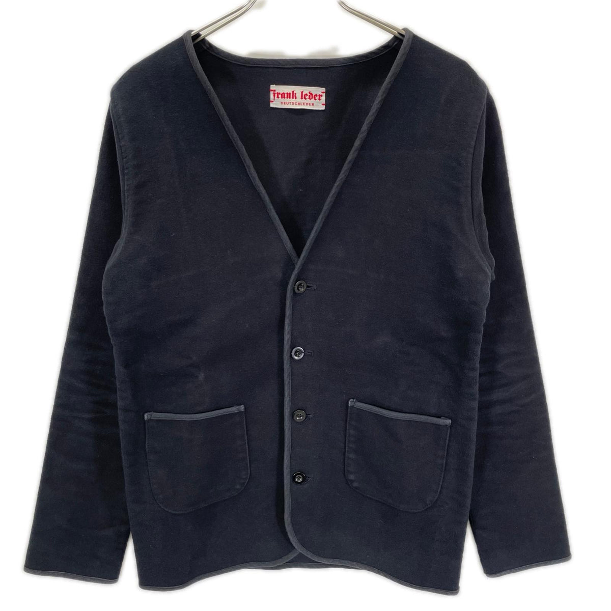 FRANK LEDER German Leather Moleskin Cardigan Black Size S