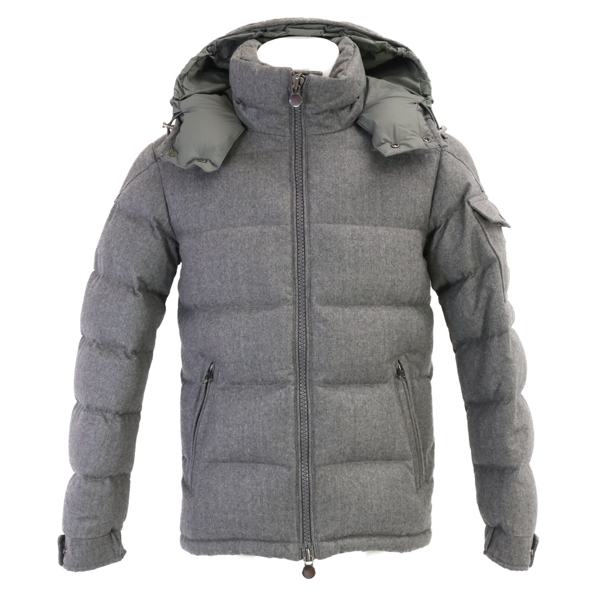 MONCLER MONTGENEVRE Wool Hooded Down Jacket Gray Size 0