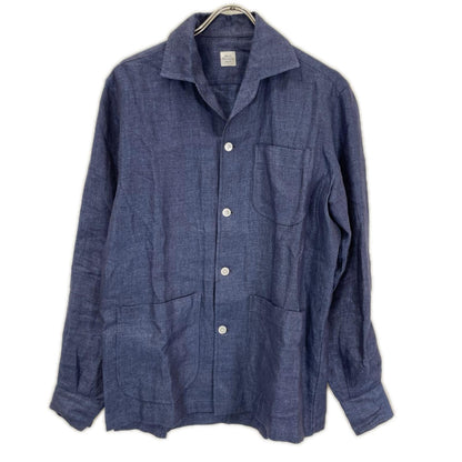 MARIA SANTANGELO Linen Long Sleeve Button Shirt Navy Size M