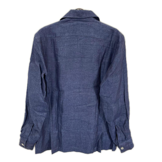 MARIA SANTANGELO Linen Long Sleeve Button Shirt Navy Size M